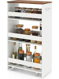 Regal wnekowy na kolkach z 4 polkami, mobilny organizer do lazienki i kuchni, 47,5 x 25 x 80,5 cm, styl industrialny bialy